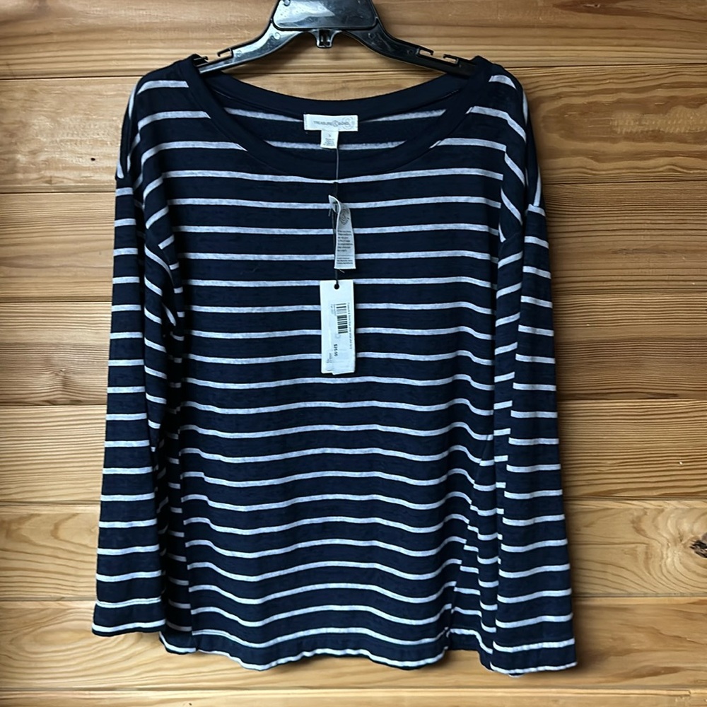 Treasure & Bond Blue and White Striped Long Sleeve Shirt Size S